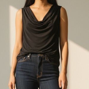 Black Draping Surplus Stretchy Top
